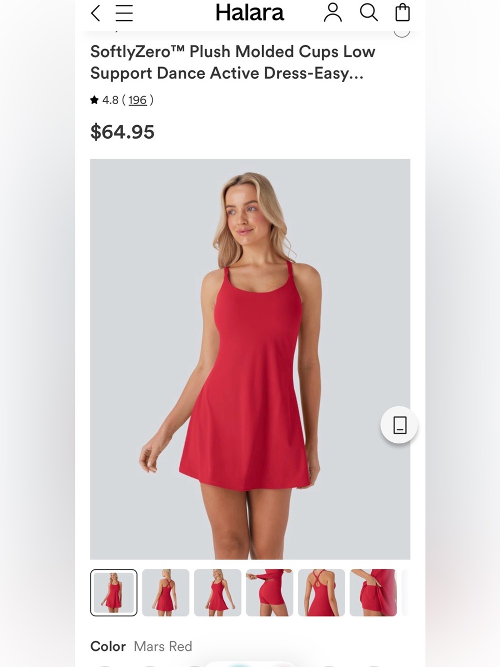 The Halara softly zero dress with dd-f molded cups and adjustable straps